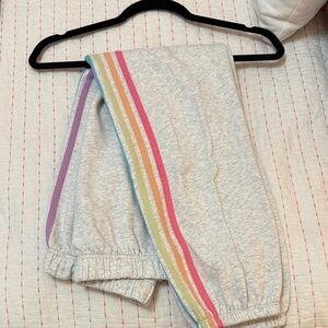 Kids Gray Joggers with Rainbow Stripes